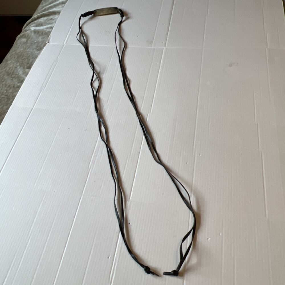 Boho OS Black Leather Rope String Tie Belt Horn? Details Long 90" - Picture 7 of 12